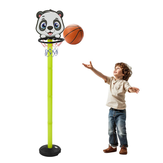 Amazon Brand - Jam & Honey Basketball Set with Panda Emoji Adjustable Stand for Kids Indoor and Outdoor Game