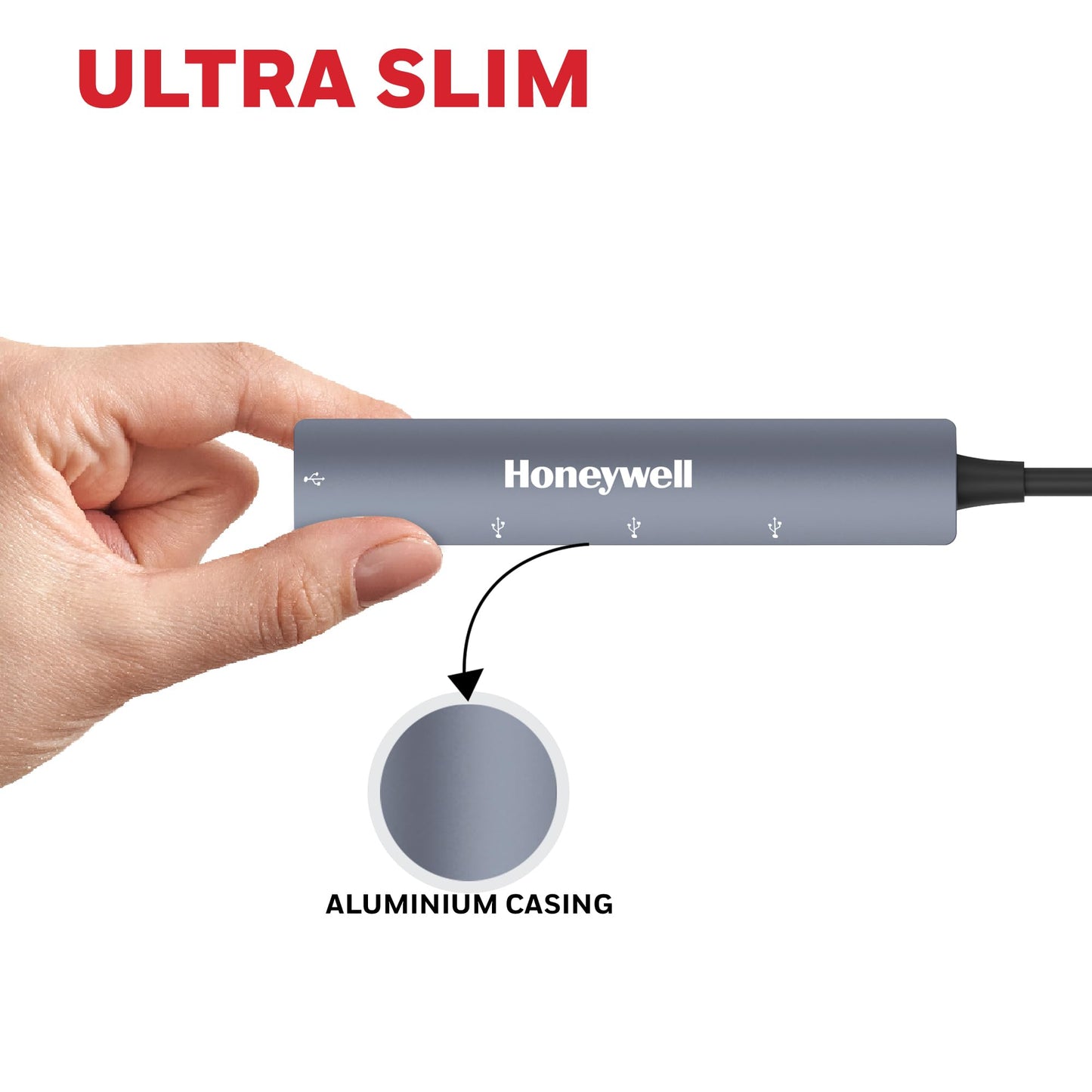 Honeywell Newly Launched 4-in-1 Ultra Slim USB Hub 1xUSB 3.0 & 3 x USB 2.0 Ports, 30cms Cable, DataTransfer Speed Upto 5GBPS,Universally Compatible with All USB,PC,Speaker,Laptop,Hard Drive etc.