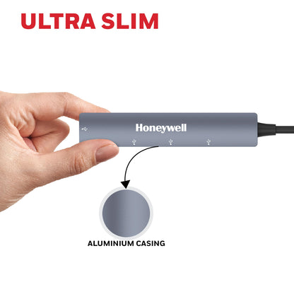 Honeywell Newly Launched 4-in-1 Ultra Slim USB Hub 1xUSB 3.0 & 3 x USB 2.0 Ports, 30cms Cable, DataTransfer Speed Upto 5GBPS,Universally Compatible with All USB,PC,Speaker,Laptop,Hard Drive etc.