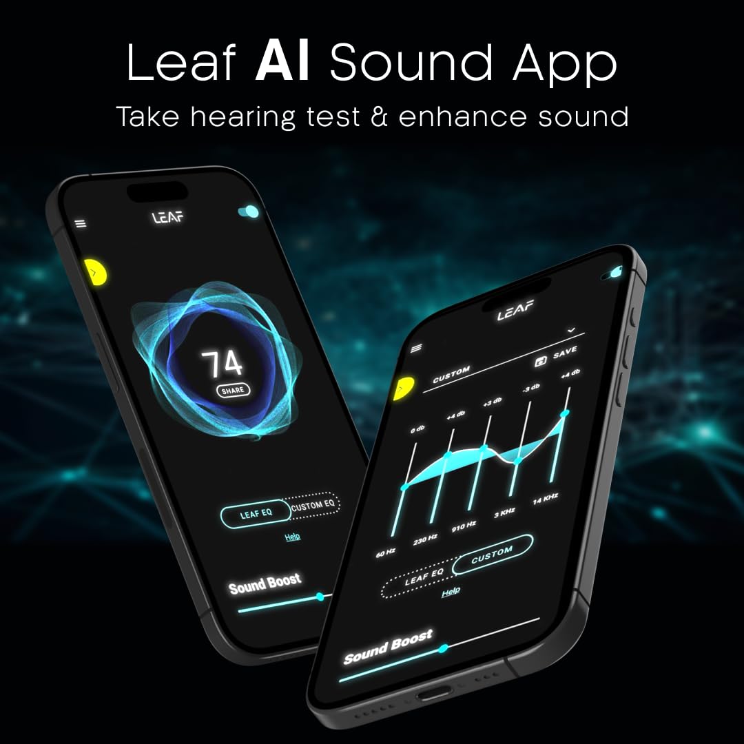 Leaf Buds X121 True Wireless in Ear Earbuds Ai Sound App, 30H Playtime, Quad Mic with Enc, 50Ms Low Latency, Fast Charging(10Min=200Min), 10Mm Driver, Ipx5, Bluetooth V5.4 TWS (Carbon Black)