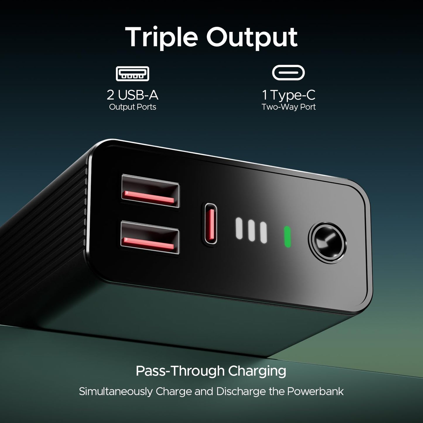 boAt Newly Launched Pocket Energyshroom PB400 Pro 20000mAh | Compact Power Bank w/Type-C Input (2-Way Port), 3X Output Ports,2-Way 22.5W Fast Charging, Pass-Through Charging(Carbon Black)