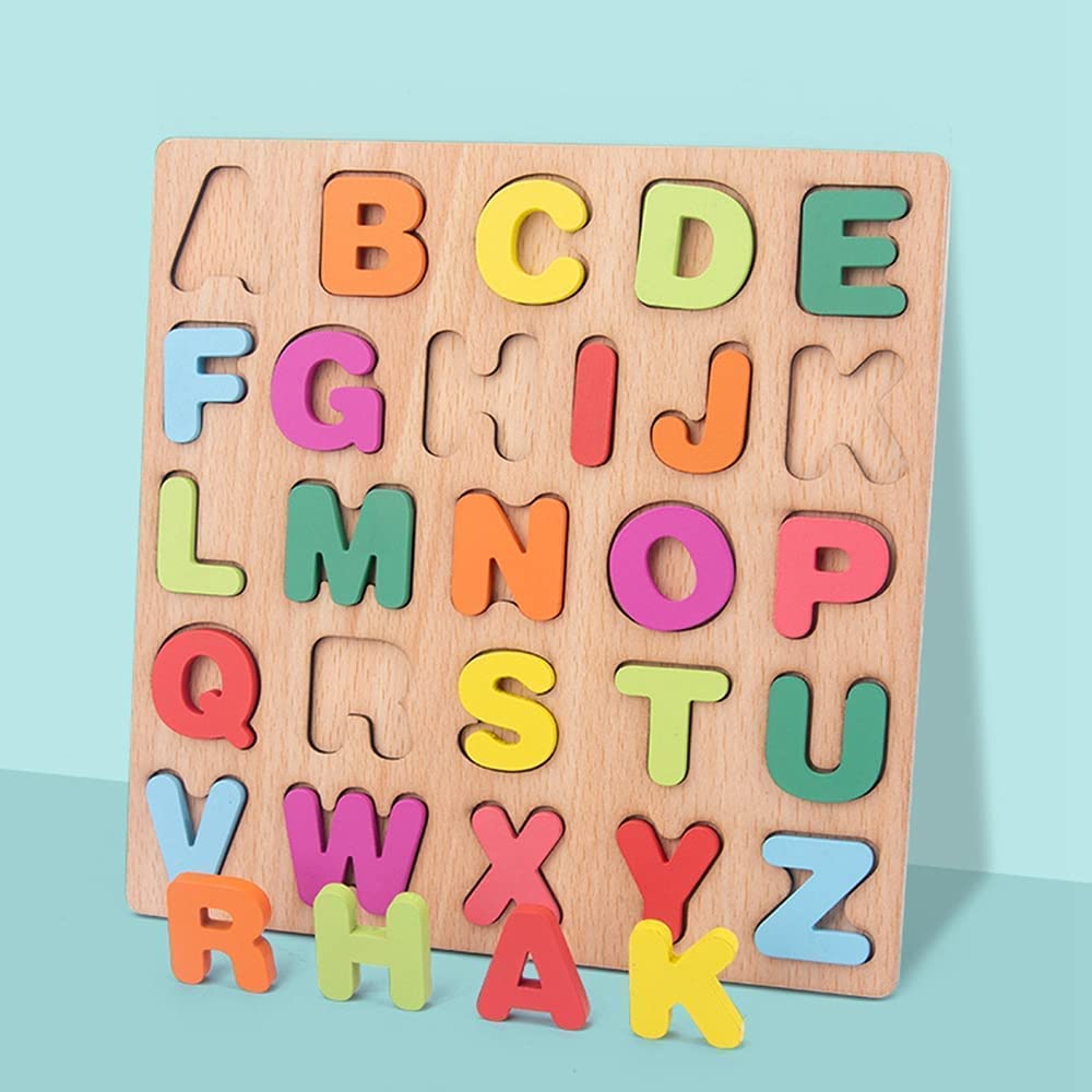 Chocozone Wooden Learning Educational Game Board for Kids, Puzzle Toys for 2 Years Old Boys & Girls (Alphabets, Numbers & Shapes)