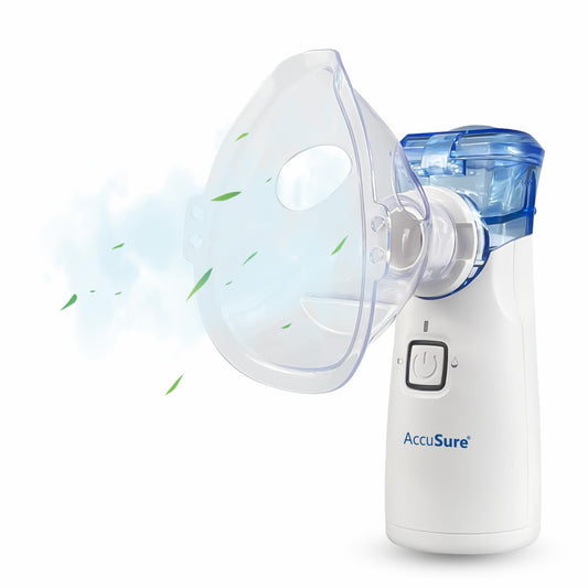 AccuSure Portable Mesh Nebuliser Machine With Box - Handheld Nebuliser Personal Inhalers For Breathing Problems For Travel, Home Daily Use