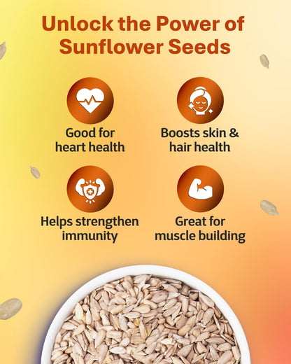 True Elements Sunflower Seeds 500g - Raw Sunflower Seeds for Eating | Diet Food | High in Fibre | Weight management | Source of Antioxidants | Surajmukhi Seeds