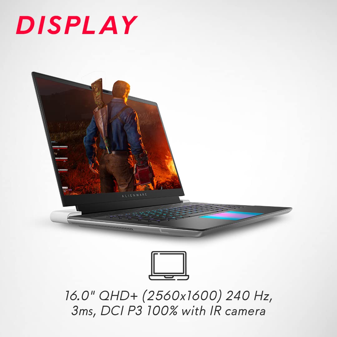 Dell Alienware x16 Gaming Laptop, Intel Core i9 13900HK Processor/32GB/2TB SSD/NVIDIA RTX 4090 16GB GDDR6/ 16"(40.64cm) QHD+ 240Hz, 3ms, DCI-P3 100%/Win 11+MSO'21+McAfee 15 Month/Lunar Silver/2.72kg