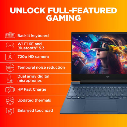 HP Victus Gaming Laptop, AMD Ryzen 5 5600H, AMD 4GB Radeon RX 6500M Graphics, 15.6-inch (39.6 cm), FHD, IPS, 8GB DDR4, 512GB SSD, Backlit KB, B&O (Win 11, Blue, 2.29 kg), fb0147AX