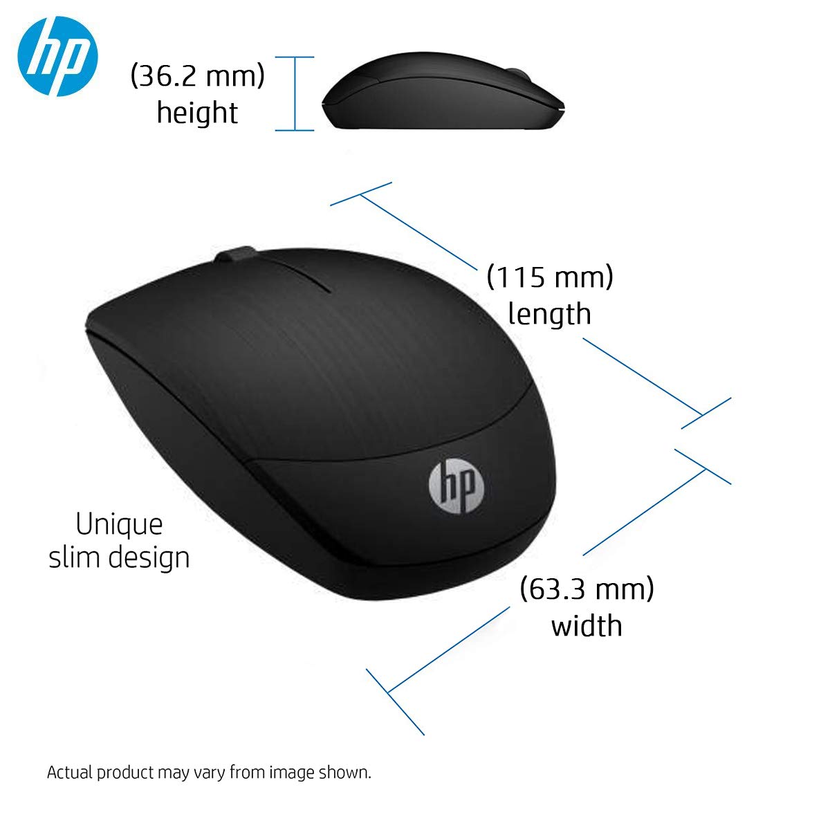 HP X200 Wireless Mouse with 2.4 GHz Wireless connectivity, Adjustable DPI up to 1600, ambidextrous Design, and 18-Month Long Battery Life. 3-Years Warranty (6VY95AA)