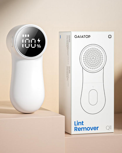 GAIATOP Fabric Shaver, Rechargeable Lint Remover Sweater Defuzzer, Intelligent Digital Display Lints Shaver Fuzzs Pills Bobbles Trimmer for Clothes and Furniture White (White)