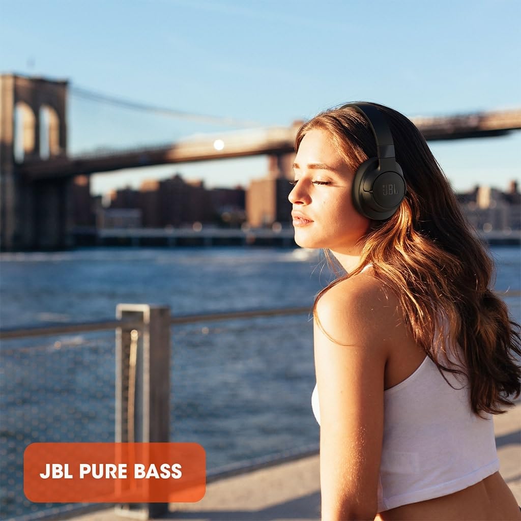 JBL Tune 760NC, Wireless Over Ear Active Noise Cancellation Headphones with Mic, Upto 50 Hours Playtime, Multi-Device Connectivity, Pure Bass, AUX & Voice Assistant Support for Mobile Phones (Black)