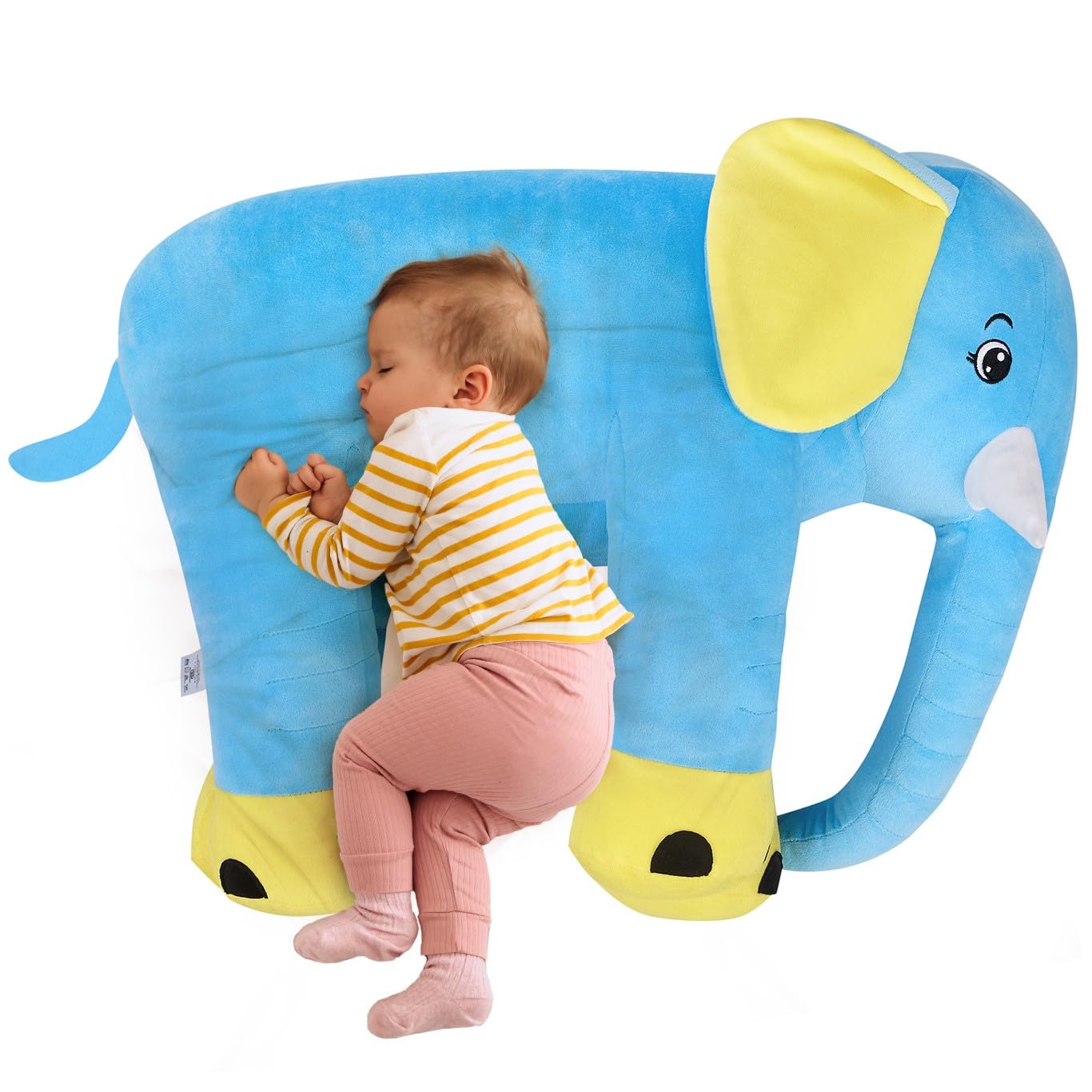 Amazon Brand - Jam & Honey Elephant Plush Hugging Pillow | Soft Toy for Kids | Non-Toxic & Safe | BIS-Approved (Blue)