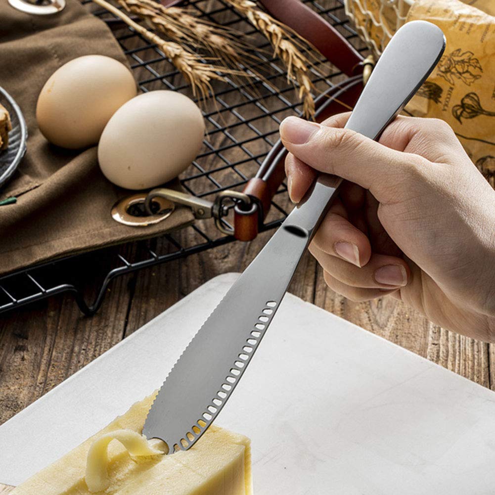 Stainless Steel Butter Spreader Knife, 3 in 1 Kitchen Gadgets, Curler, Butter Grater, Multi-Function Butter Spreader and Grater with Serrated Edgeï¼Ë†3 Packï¼â€°