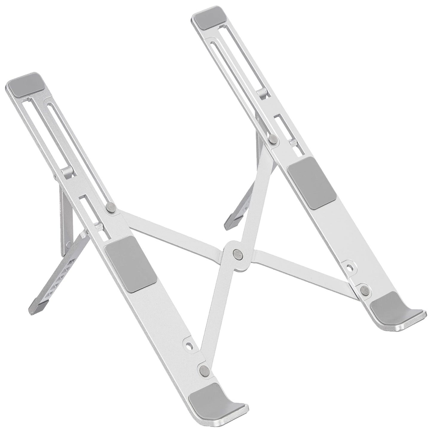 amazon basics Laptop Stand, Height-Adjustable, Foldable, Portable, Ventilated, Fits Up to 15.6-Inch Laptops (Aluminium Alloy, Silver)