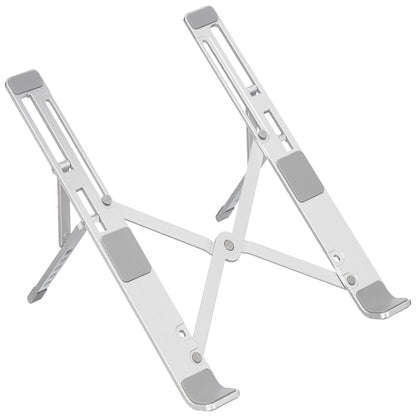 amazon basics Laptop Stand, Height-Adjustable, Foldable, Portable, Ventilated, Fits Up to 15.6-Inch Laptops (Aluminium Alloy, Silver)