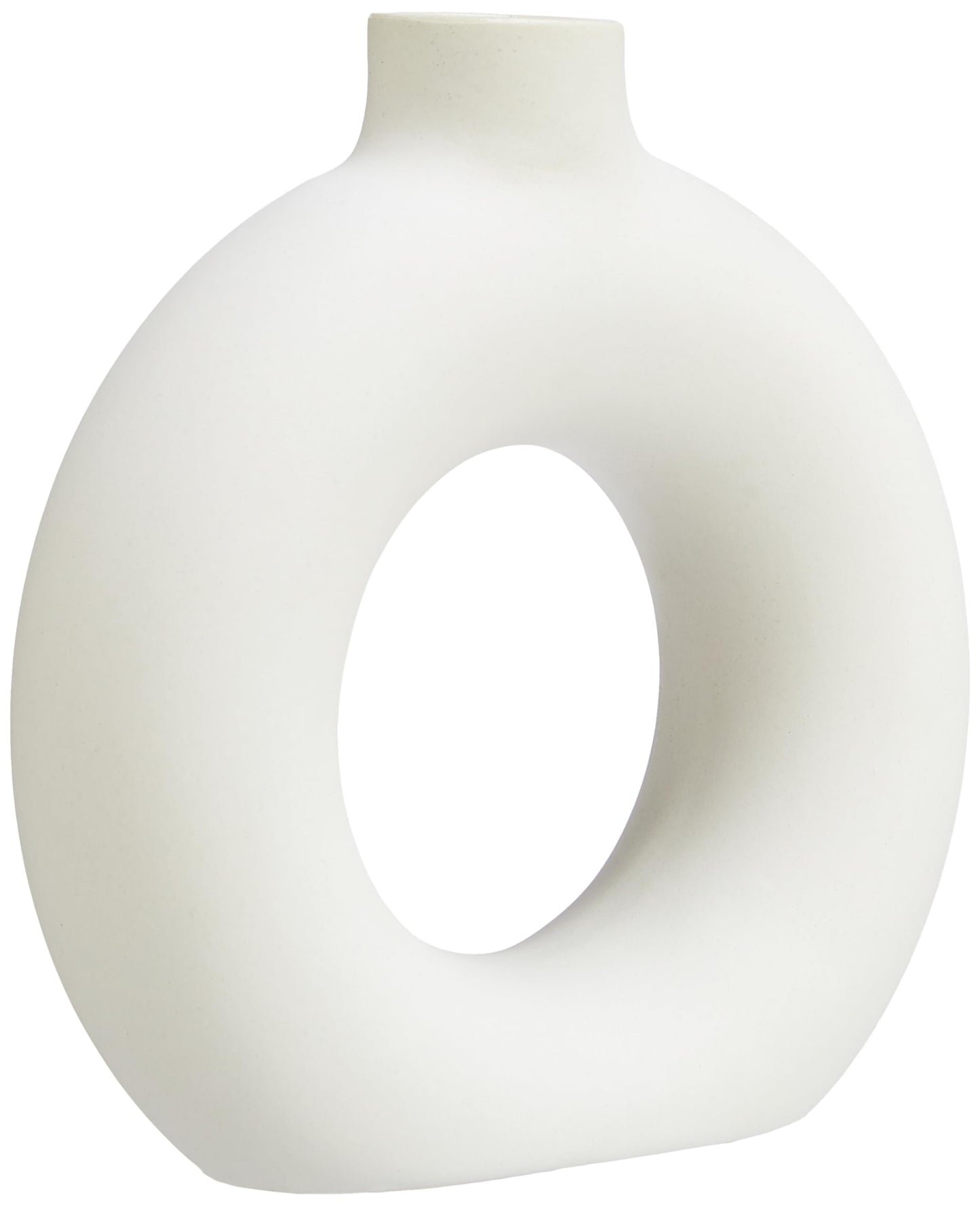 amazon basics Artisan Crafted Ceramic Donut Shaped Vase for Unique Home Decor Accent - Pack of 1, White