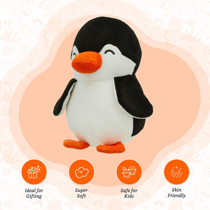 Amazon Brand - Jam & Honey Penguin, Plush/Soft Toy for Boys, Girls and Kids, Super-Soft, Safe, Great Birthday Gift (Black and White, 17 cm)