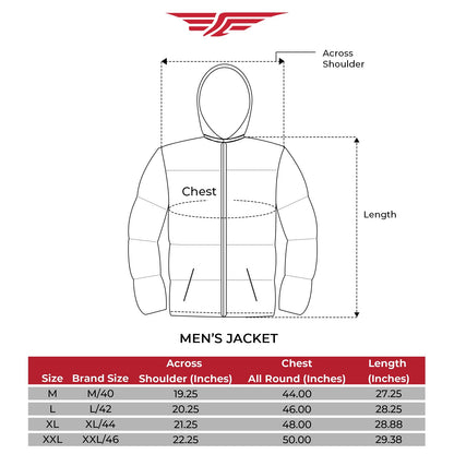 Red Tape Hooded Jacket for Men | Padded & Water Resistant Finish | Enhanced Comfort