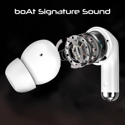 boAt Immortal 125 TWS in-Ear Earbuds w/up to 40 hrs Playtime, Quad Mics with ENx Tech, BEAST Mode with 40 ms Super Low Latency, ASAP Charge, IPX4 Resistance, RGB LED Lights, BT v5.3(White Sabre)