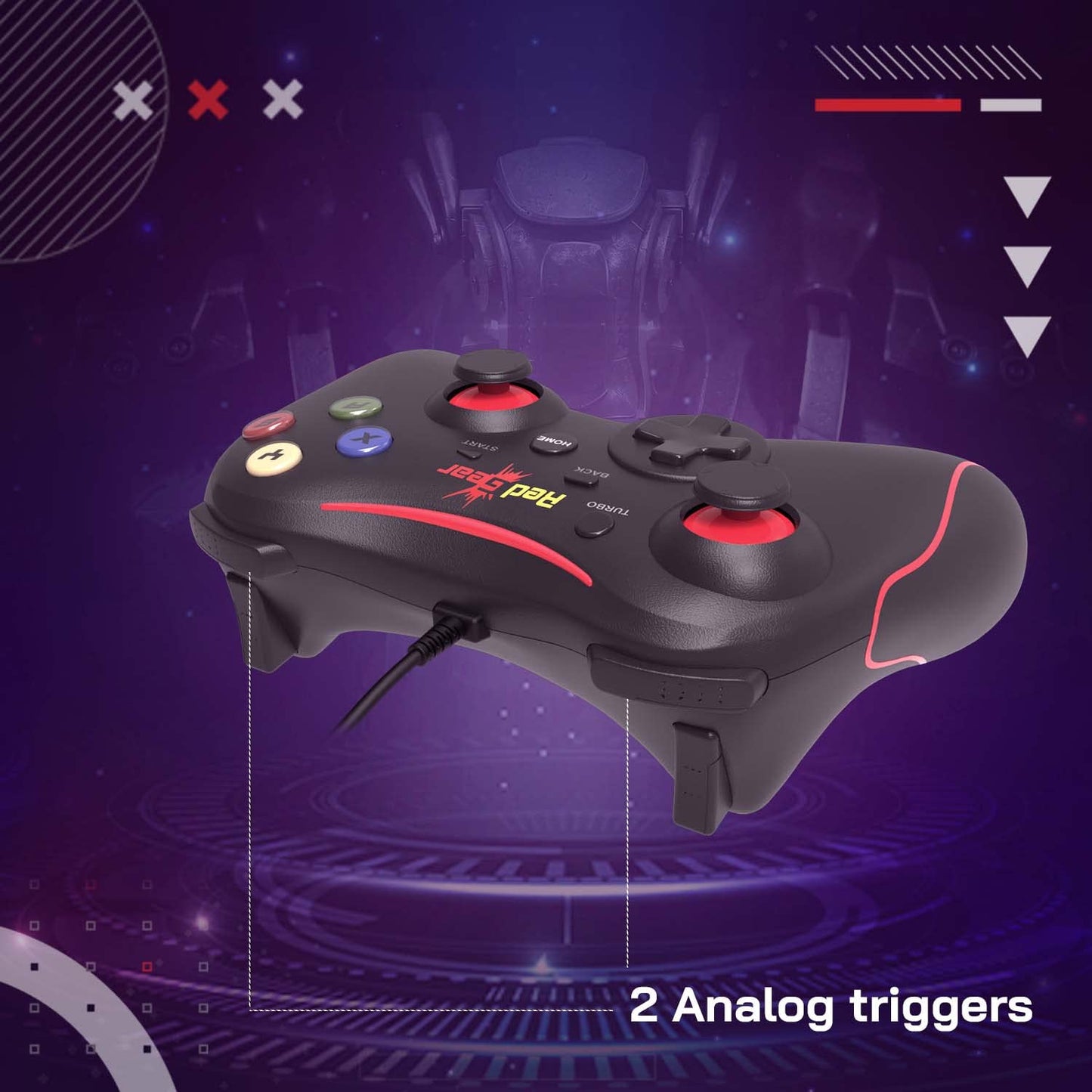 Redgear Pro Series Wired Gamepad with Integrated Force Feedback, Illuminated ABXY Keys, Ergonomically Design, 1.8m USB Cable for PC