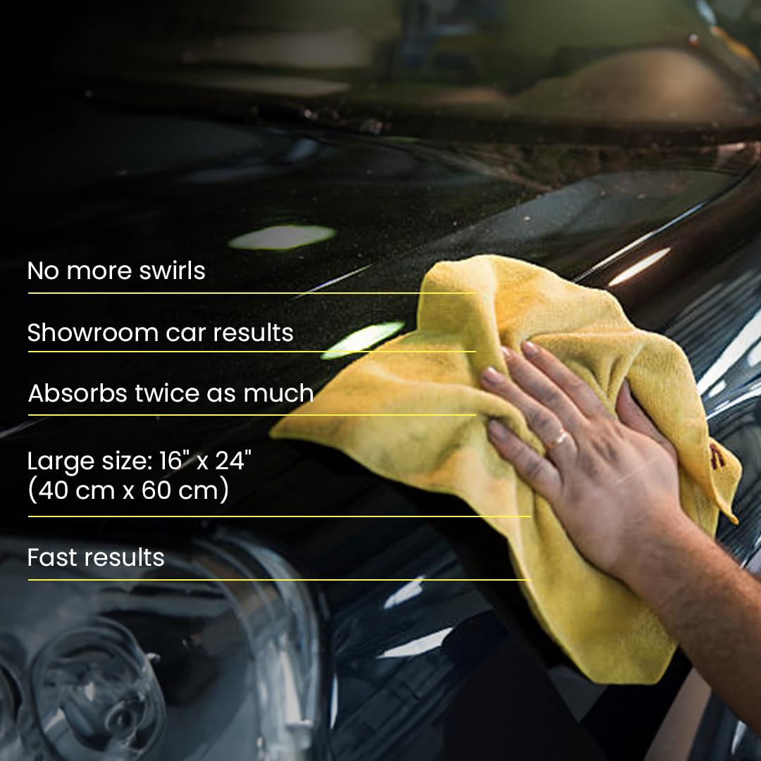 Meguiar's Supreme Shine Car Microfiber Towel Highly Absorbent Car Cleaning Drying Towel, Multicolor