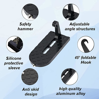 Design and Functionality of Nurven car doorstep: It has safety hammer built in, it has adjustable angle structues, it has silicone protective sleeve, it has anti-skid design, and much more