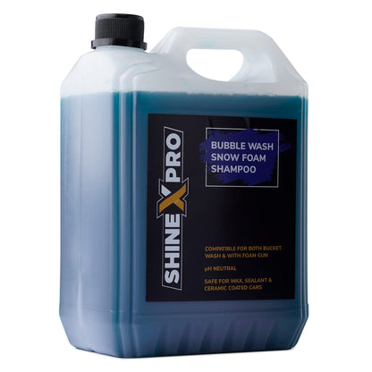 ShineXPro 5 Ltr Foam Car Wash Shampoo Concentrate - pH Neutral, Thick Suds With Shine Enhancing Formula - Bubblewash Snow Car Foam Shampoo That Works With Both Bucket Wash And Foam Cannon