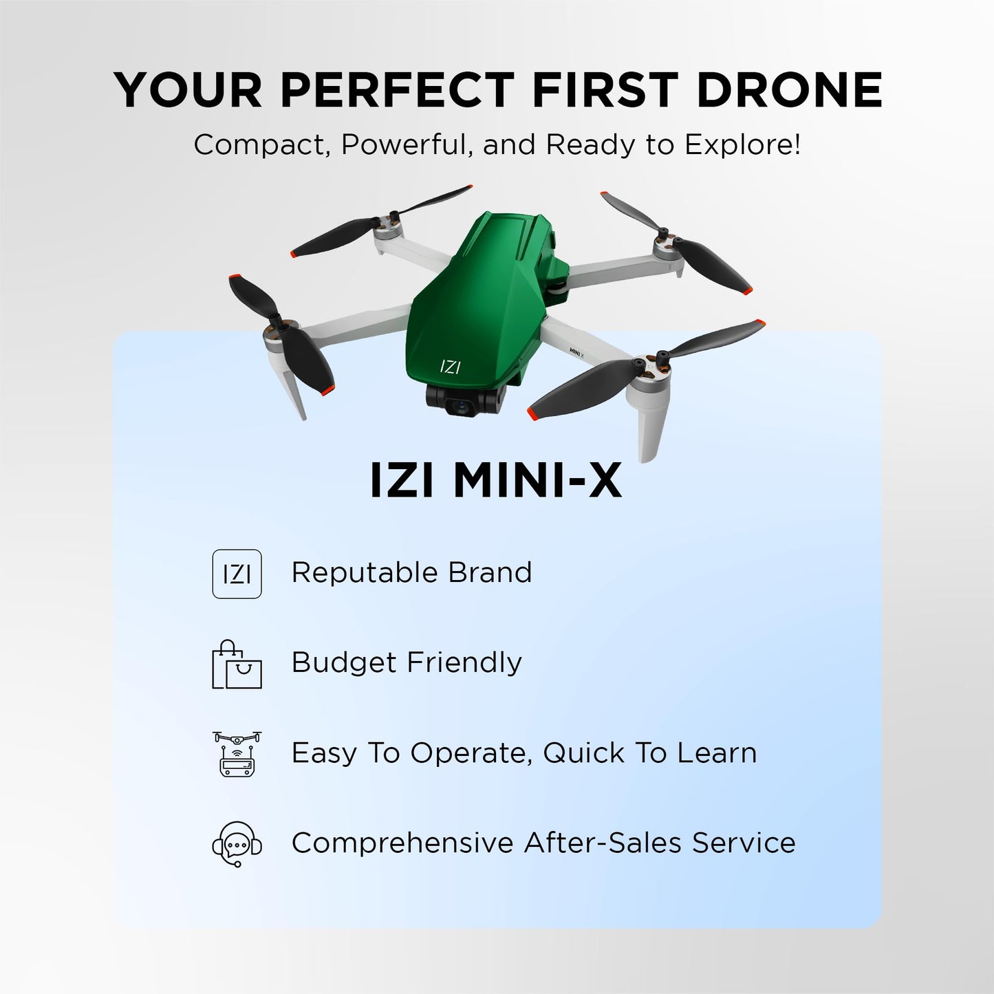 IZI Mini X Nano Fly More Combo 4K Drone with camera UHD 20MP CMOS, 4KM Live Video, 93-min Flight Time, GPS, 3-Axis Gimbal, 10+ Flight Modes, 3 x Smart Battery, Fast Tri-Charger, 249g