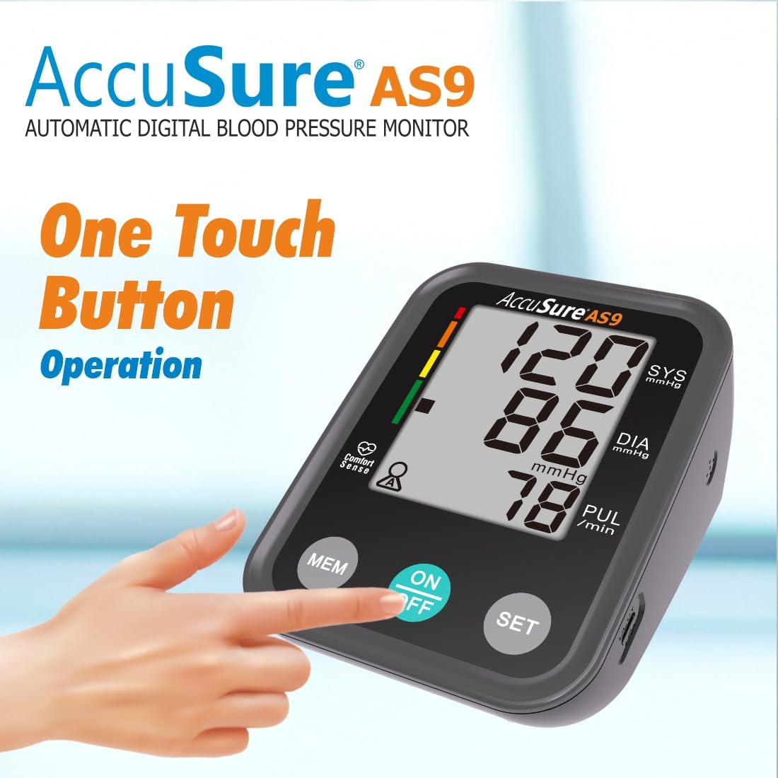 AccuSure Blood Pressure Monitor Fully Automatic Digital Large Display And Adjustable Arm-Cuff Comes - Grey Color