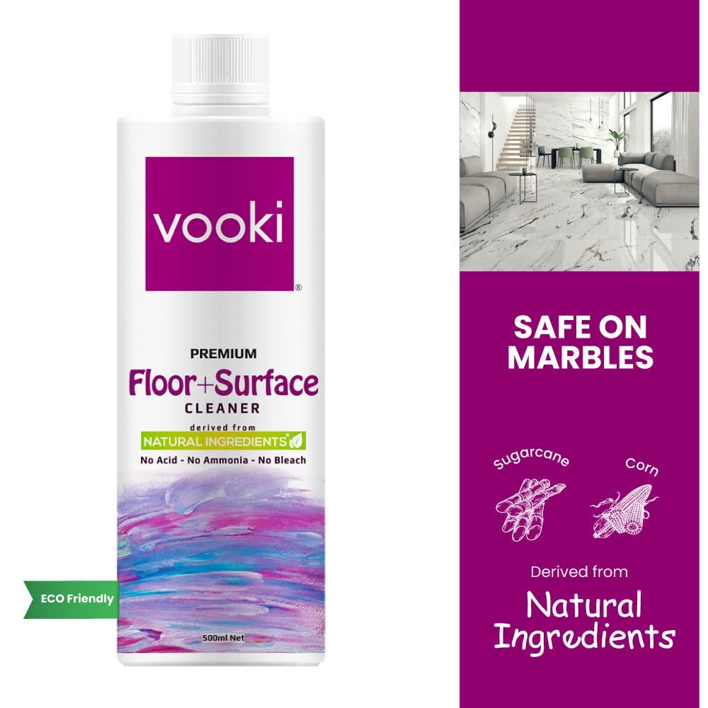 Vooki Ecofriendly Disinfectant Floor & Surface Cleaner, Green Chemistry - 500ml Each (Pack of 2)