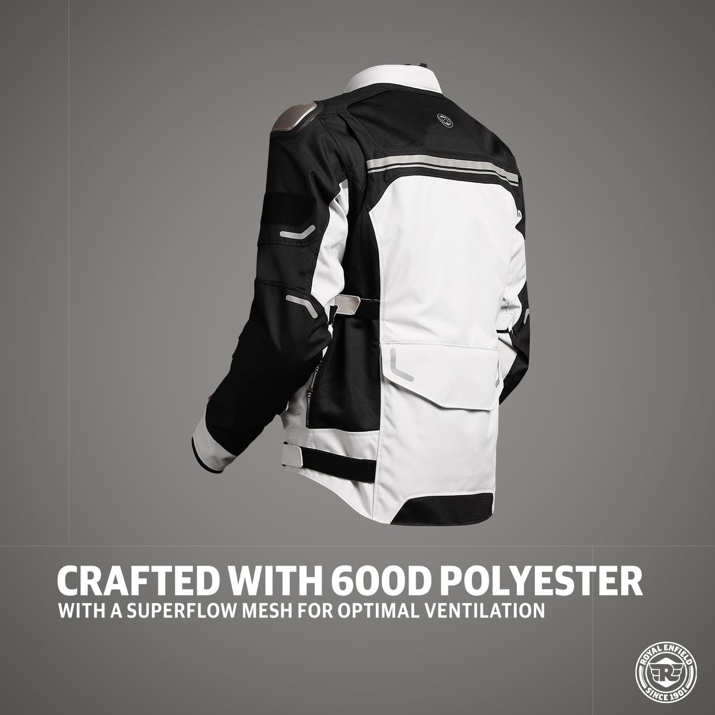 CROSSROADER JKT LIGHT GREY 44 CM-Knox CE Level 2 Protectors At Shoulders And Elbow, Ergo Protech Armours CE Level 1 At Chest Ce Level 2 At Back For Excellent Impact Protection