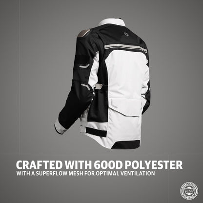 CROSSROADER JKT LIGHT GREY 44 CM-Knox CE Level 2 Protectors At Shoulders And Elbow, Ergo Protech Armours CE Level 1 At Chest Ce Level 2 At Back For Excellent Impact Protection