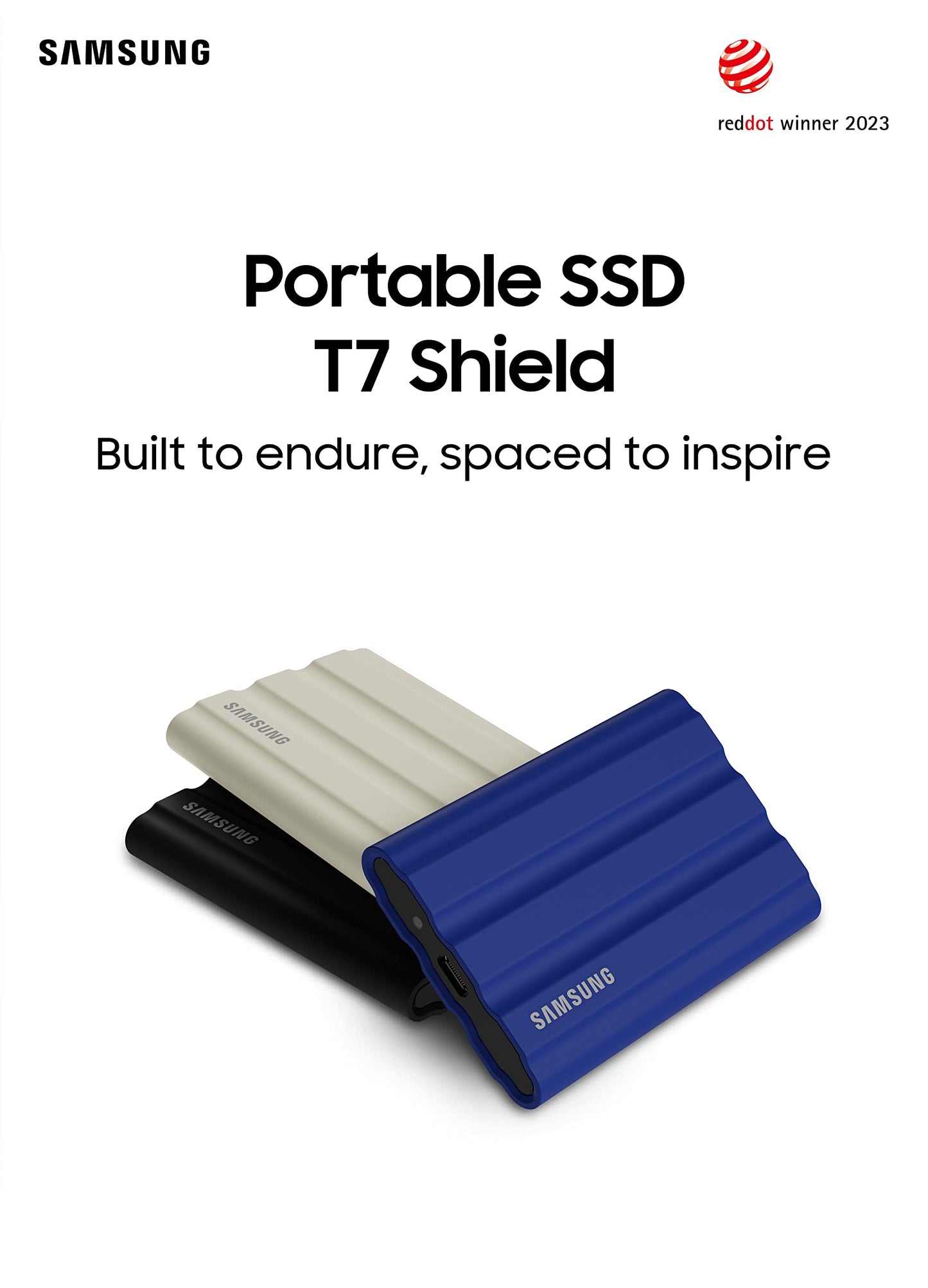 Samsung T7 Shield Portable SSD 1TB, USB 3.2 Gen2 External SSD, Up to 1,050MB/s, Rugged, IP65 Water & Dust Resistant, for Photographers, Content Creators and Gaming, Mac Compatible, MU-PE1T0S, Black