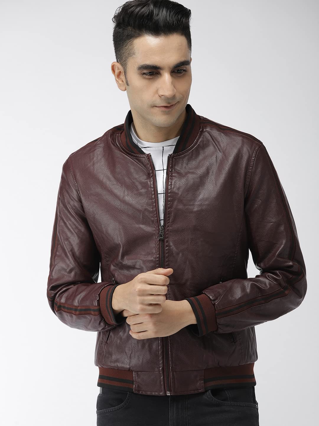 The Indian Garage Co Polyurethane (Pu) Men's Slim Fit Standard Length Jacket