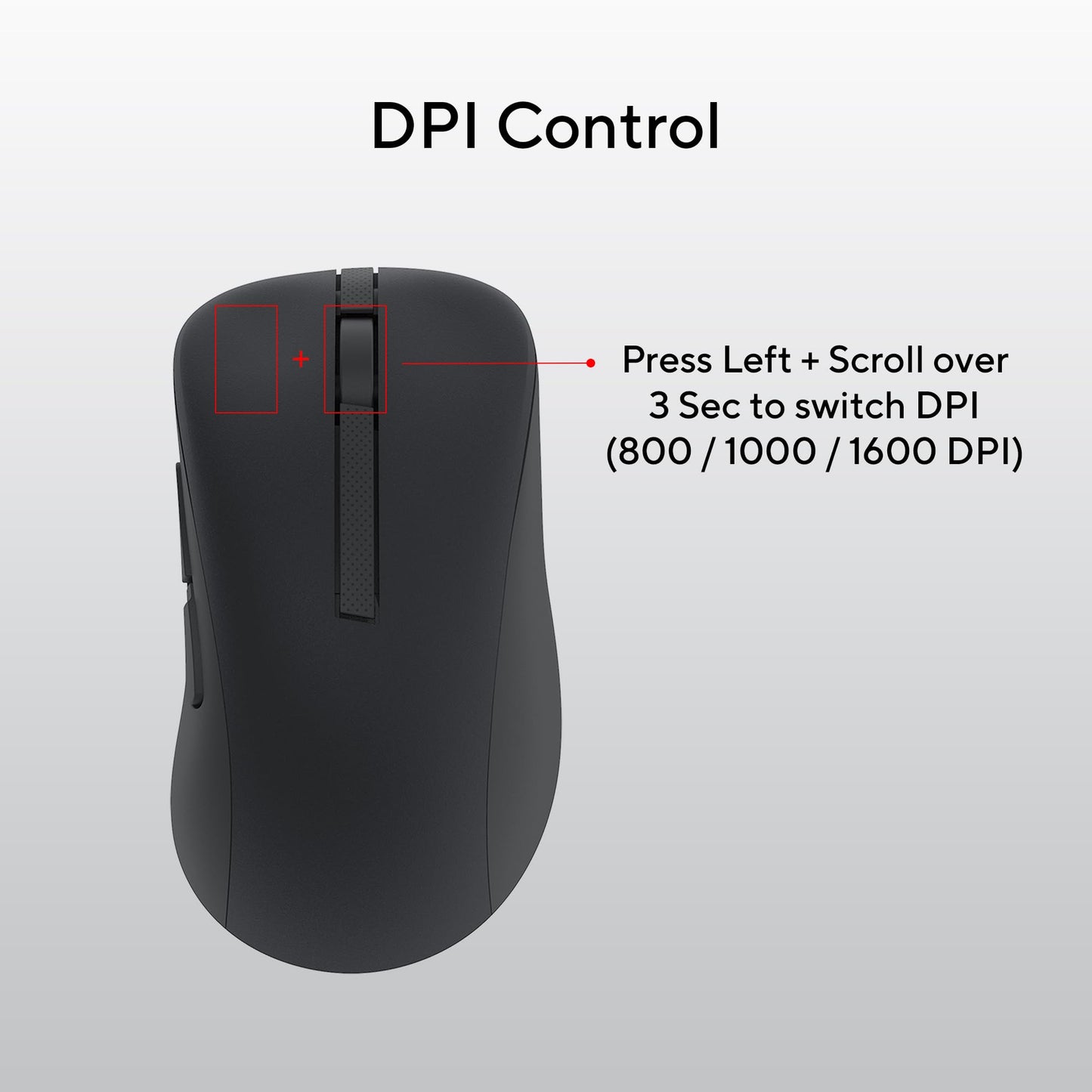 ASUS Wireless Mouse MD102 2.4GHz Mode, Ergonomic Design, Silent, Reliable, Dual Mode Connectivity, Adjustable DPI, 10 Million Click Life, Dark Grey