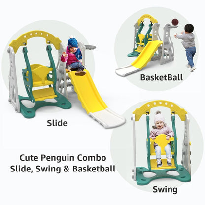 Amazon Brand – Solimo 3-in-1 Penguin Slide & Swing for Indoor & Outdoor Use | Safe & Fun | Ideal for Boys & Girls | Toy for Kids | Easy Assembly | Suitable for Age 24M-5Y