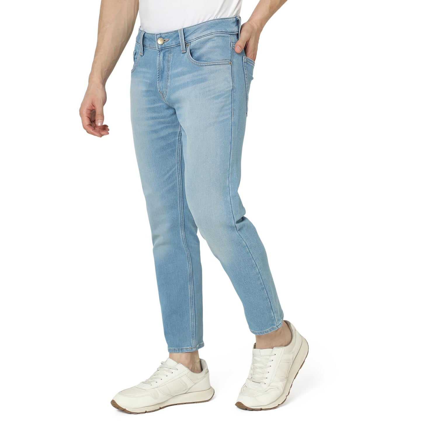 Spykar Men's Kano Slim Fit Mid-Rise Jeans (Ankle Length)