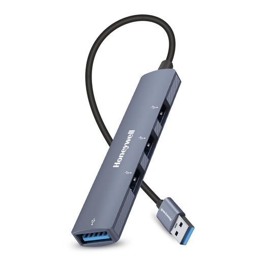 Honeywell Newly Launched 4-in-1 Ultra Slim USB Hub 1xUSB 3.0 & 3 x USB 2.0 Ports, 30cms Cable, DataTransfer Speed Upto 5GBPS,Universally Compatible with All USB,PC,Speaker,Laptop,Hard Drive etc.