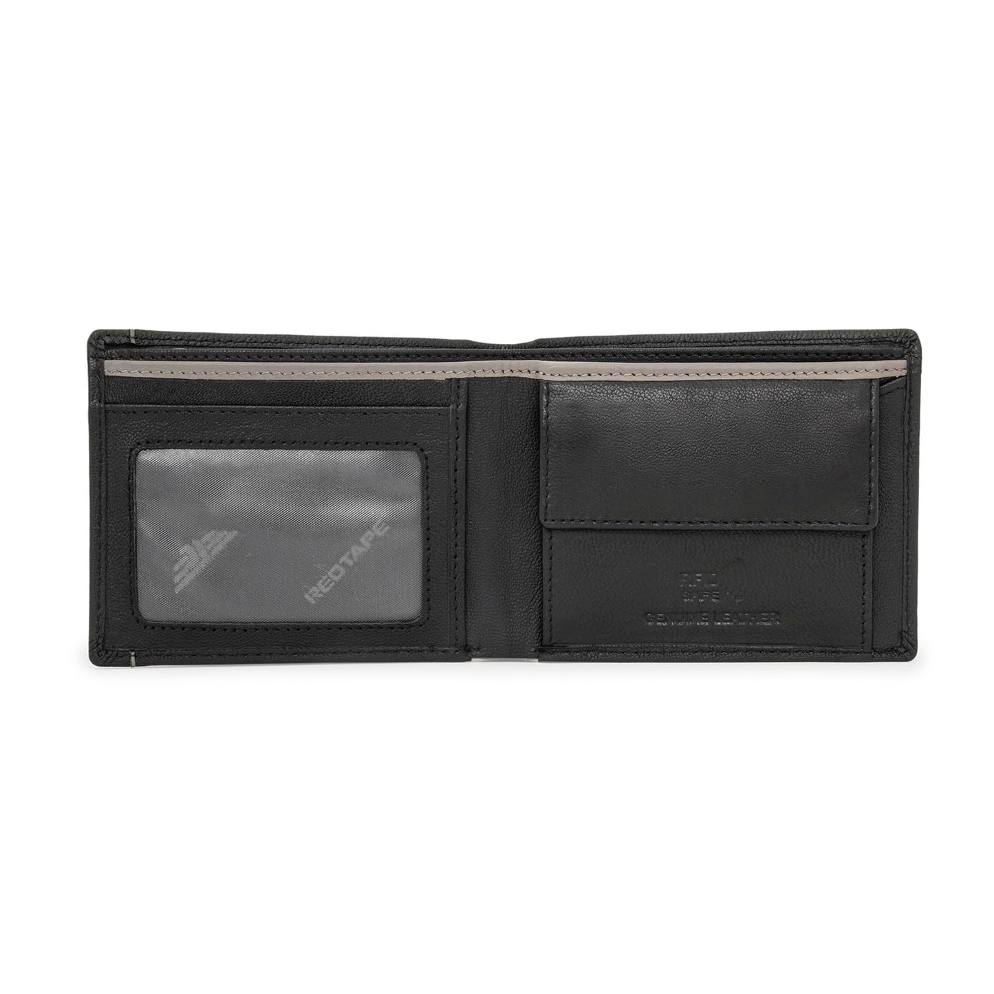 Red Tape Men Genuine Leather Rfid Wallet | Stylish And Secure, Black