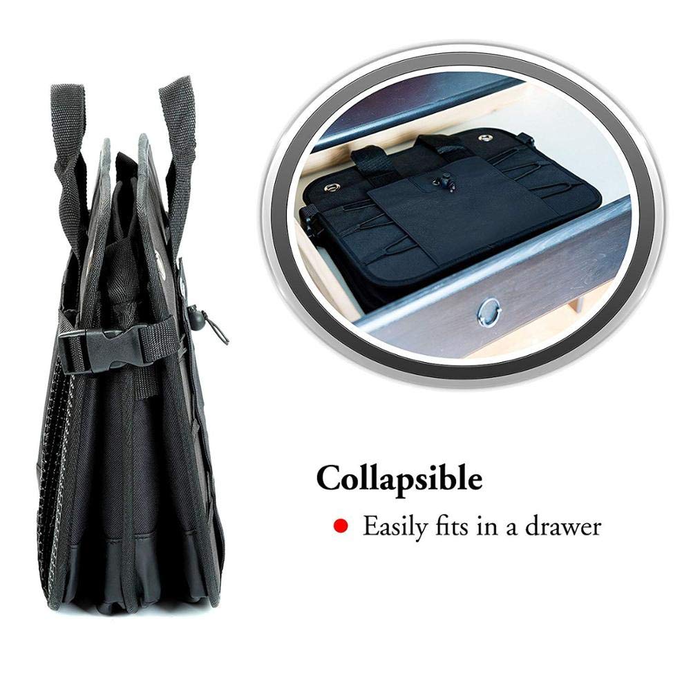 Double R Bags Polyester Multi Compartments Collapsible Portable Car Accessories for Trunk Dicky Boot Organizer Storage Garage Sedan SUV Cars Minivan Cargo Gift Kids Toy 2020 (Black) - Automobiles