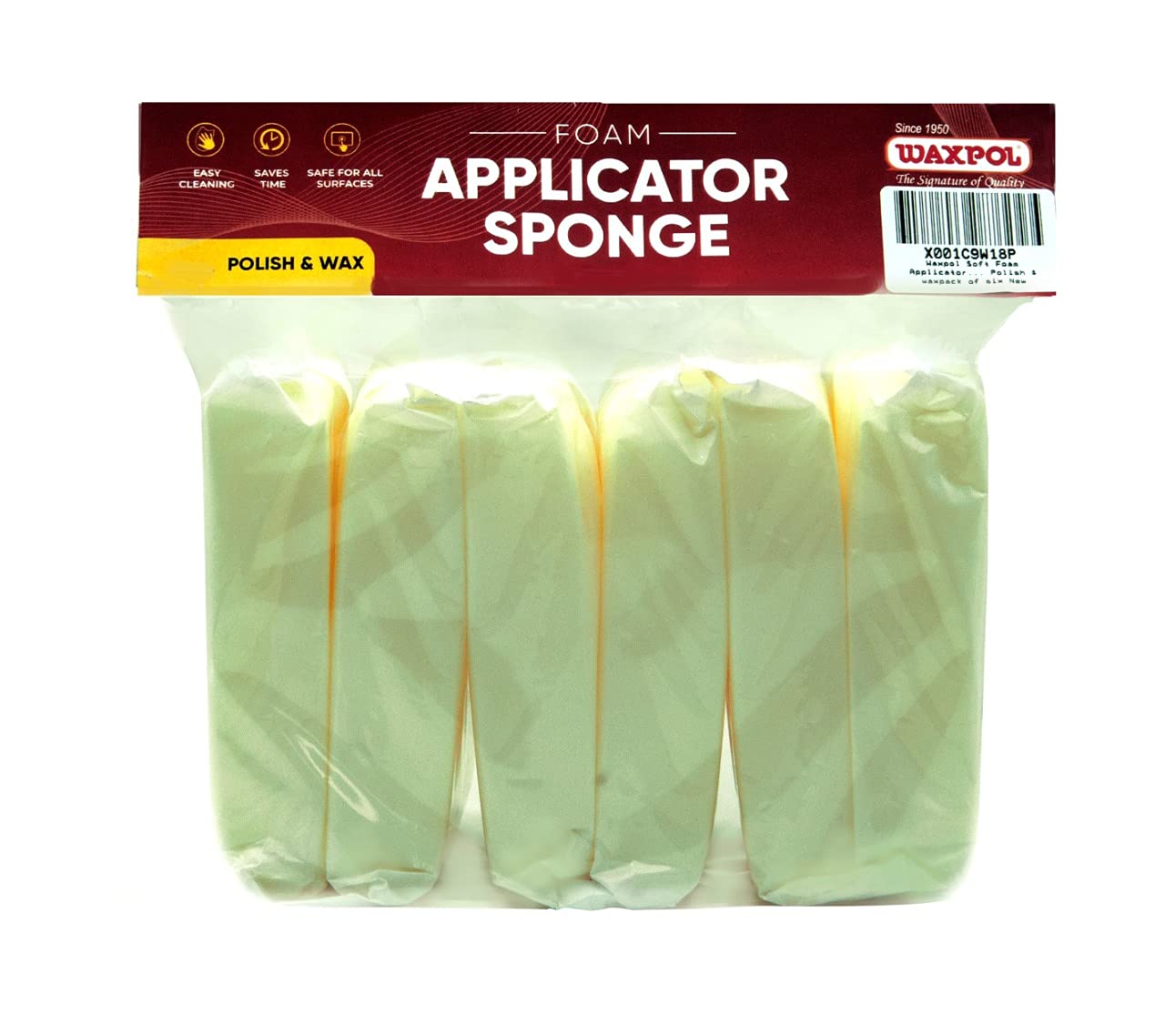 Waxpol Soft Foam Applicator Sponge for Polish & Wax (Pack of Six)