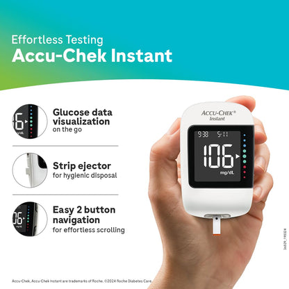 Accu-Chek Instant Blood Glucose Glucometer (with Bluetooth) with Vial of 10 Strips, 10 Lancets and a Lancing Device FREE for Accurate Blood Sugar Testing