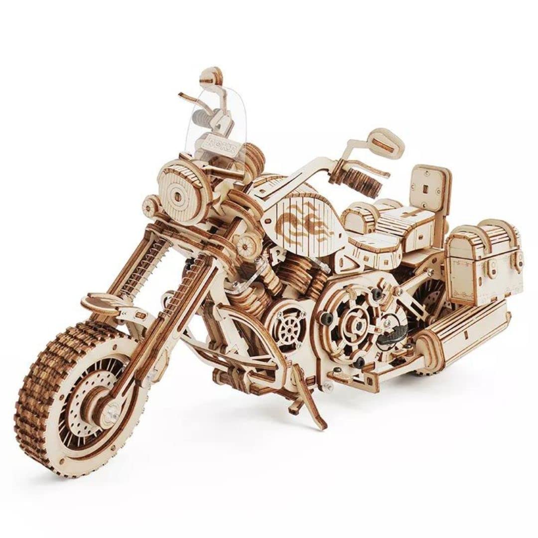 NESTA TOYS Cruiser Motorcycle Puzzle (420 Pcs) Mechanical 3D Wooden Gear Puzzles for Kids | Building Toys for Kids | STEM Learning DIY Kits for Adults | Bike Model Kit