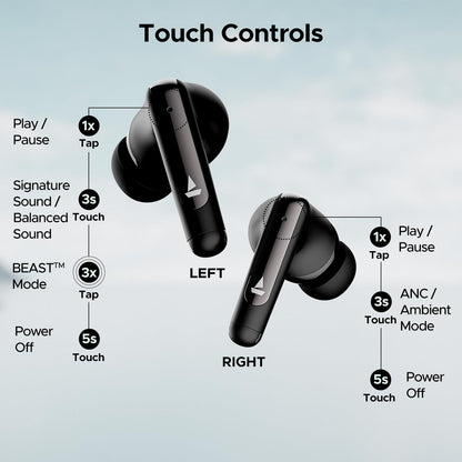 boAt Airdopes 141 ANC TWS in-Ear Earbuds w/ 32 dB ANC, 42 Hrs Playback, 50ms Low Latency Beast Mode, 4 Mics with ENx, ASAP Charge, IWP Twch with BT v5.3 & IPX5 Earbuds TWS (Gunmetal Black)