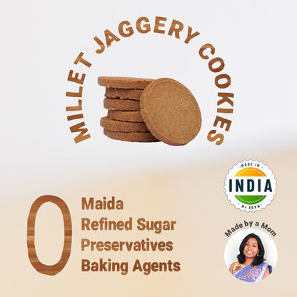 Tots & Moms NO Maida NO Sugar - Nuts & Seeds Cookies | Millet & Jaggery Biscuits for kids | Made with Multi Millets, Nuts, Seeds, Butter & Jaggery | 150g