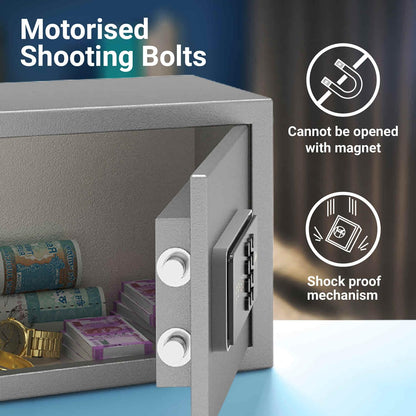 Godrej Security Solutions Forte Pro 10 Litres Digital Electronic Safe Locker for Home & Office with Motorized Locking Mechanism (Light Grey)