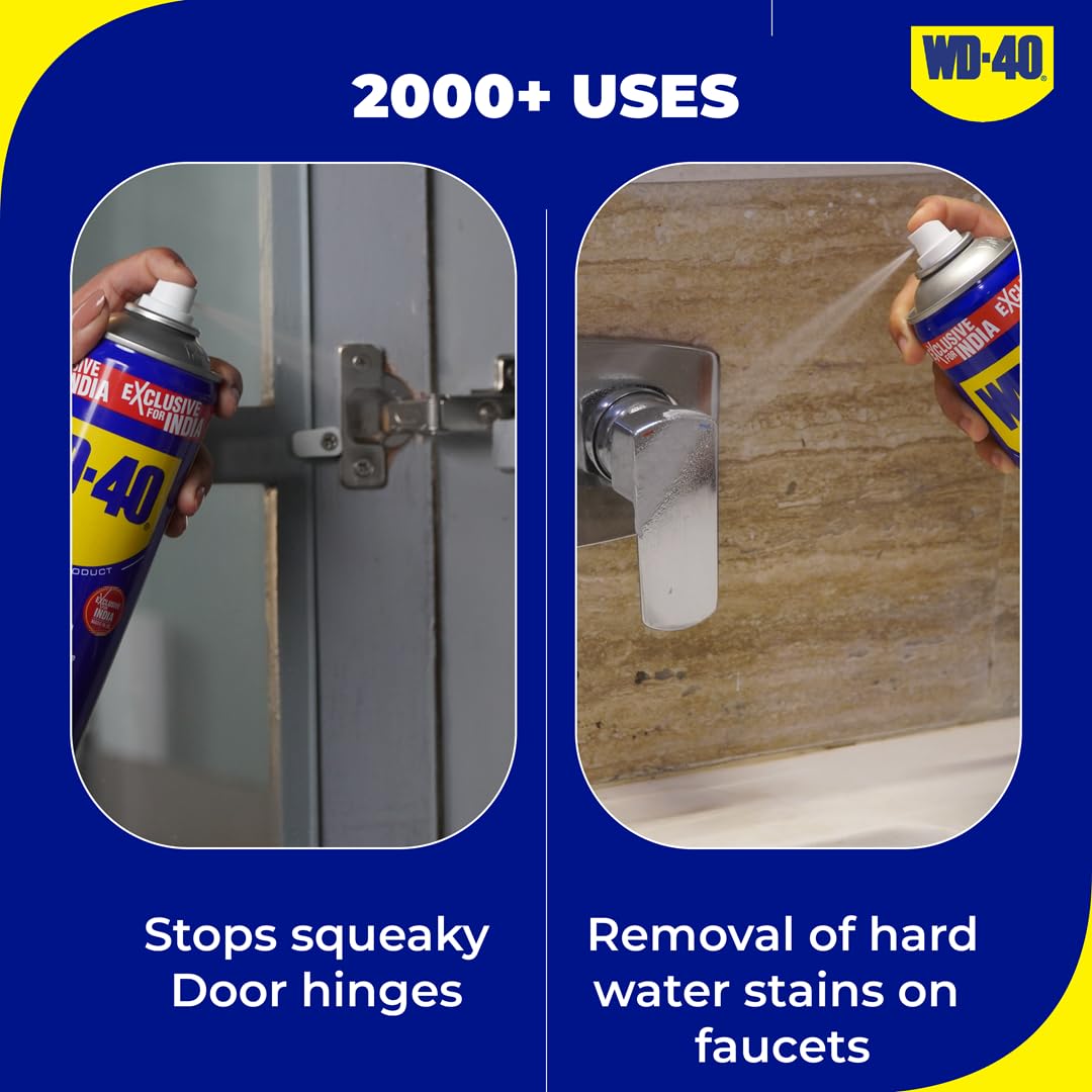 WD-40 Smart Straw 500ml | Multipurpose Spray to Clean Rust, Limescale, Jams, Stains, Hinges, Chains and Surfaces | All Purpose Cleaner for Home Improvement, Loosen Stuck & Rusted Parts | From Pidilite