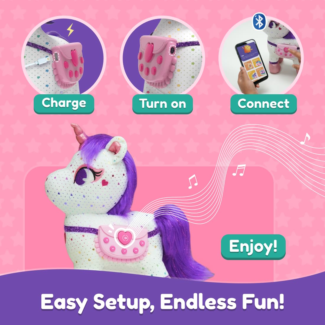 Playshifu ZeeZee The Smart Storyteller - Singing & Talking Unicorn Friend Soft Toys for Kids Unlimited Content on The App Rhymes Stories Pretend Play Birthday Gifts for Boys and Girls Ages 3, 4, 5, 6