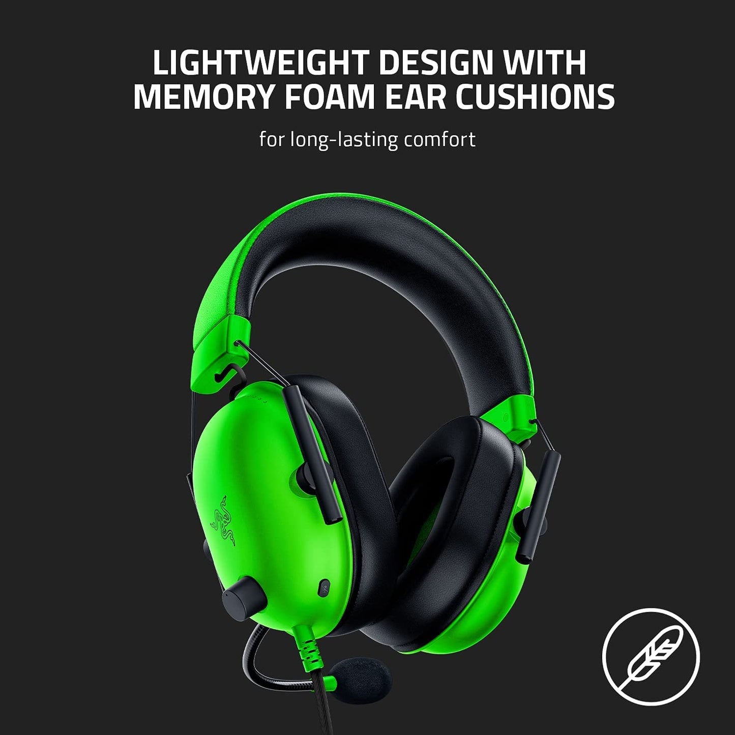 Razer Blackshark V2 X Gaming : 7.1 Surround Sound - 50Mm Drivers - Memory Foam Ear Cushions Wired On Ear Headphones With Mic Rz04-03240600-R3M1 - Green