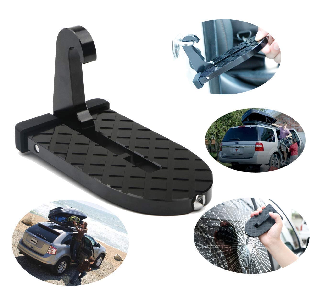 Nurven car doorstep – sturdy foldable step for easy roof access, fits all vehicle door latches