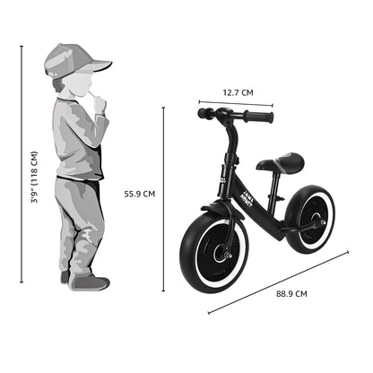 Amazon Brand - Jam & Honey Kids Lightweight Pedal Free Balance Cycle | Safe, Durable, and Made in India | Suitable for Girls and Boys 2-4 Years | BIS Certified (Black)