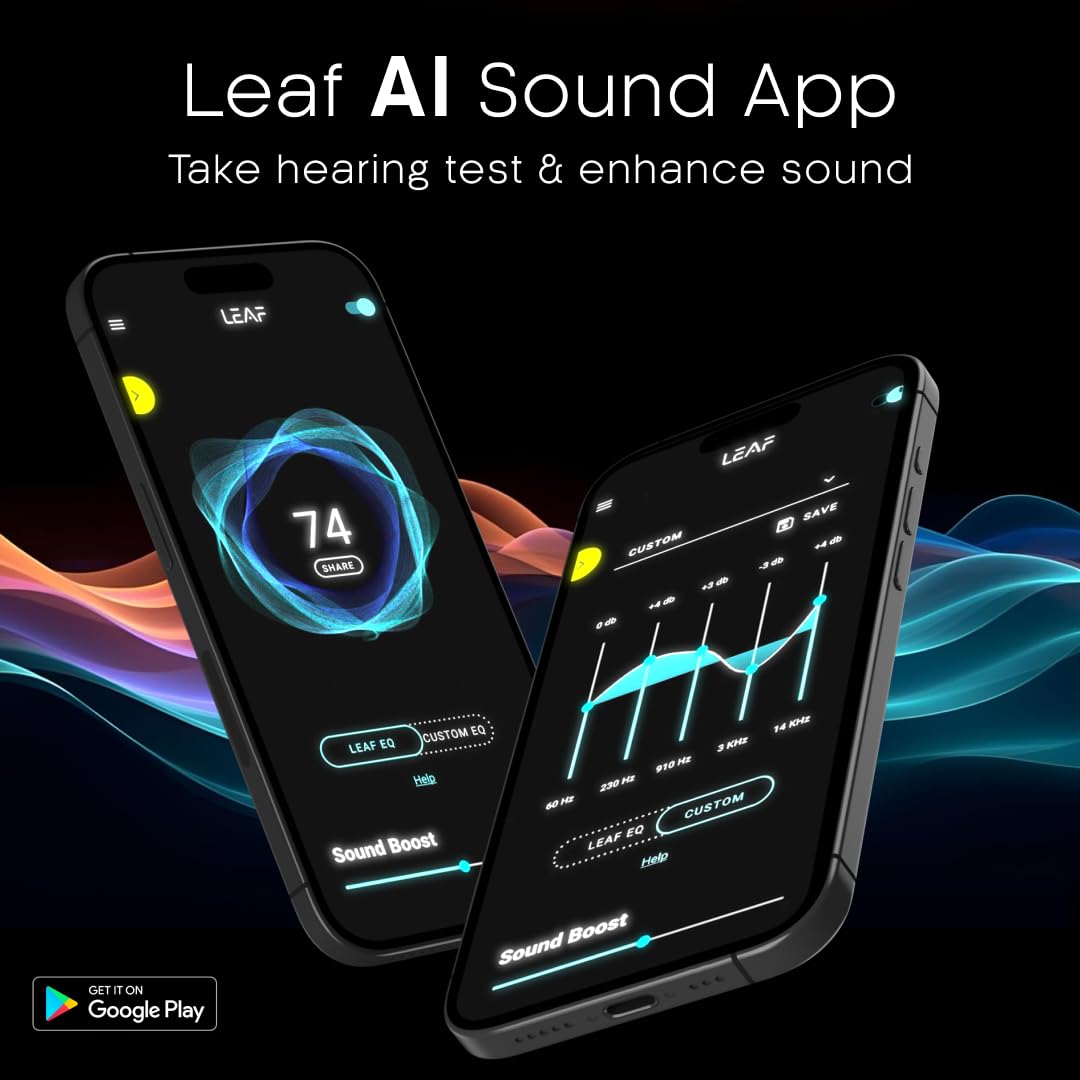 Leaf Buds X614 True Wireless ANC in Ear Earbuds with Ai Sound App,Active Noise Cancellation,Transparency Mode,30H Playtime,Quad Mic Enc,40Ms Low Latency,13Mm Driver,Ipx5,Bluetooth V5.3(Carbon Black)